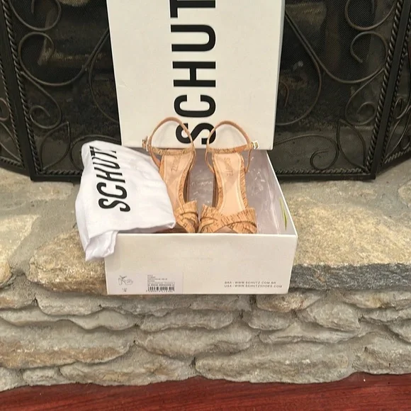 SCHUTZ Tan Platform Heels with Chunky Cork Heel - Picture 14 of 16